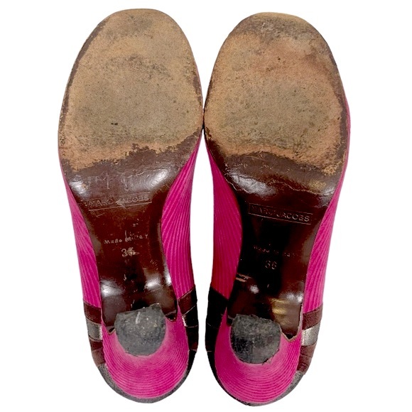 MARC JACOBS Collection Corduroy Magenta Suede Metallic Leather Mary Jane Heel - Picture 11 of 13